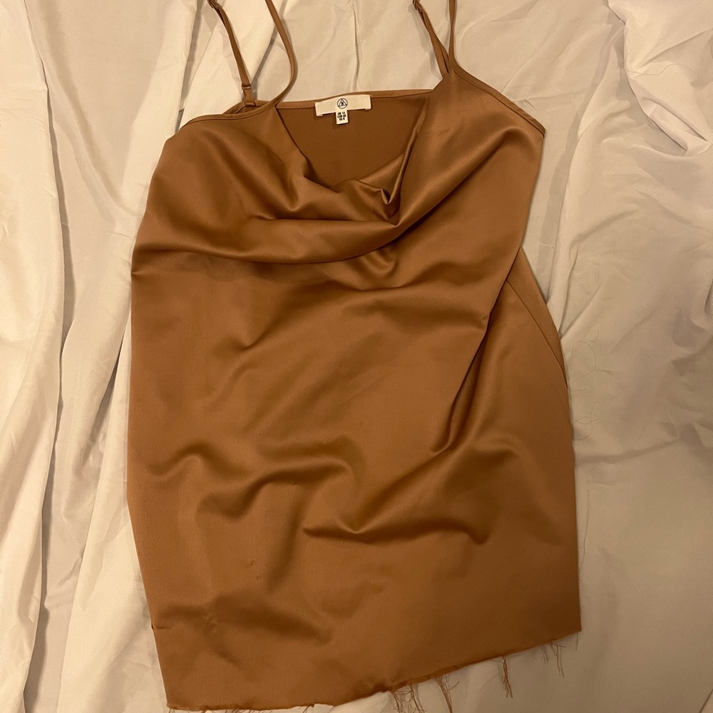 Coral/Tan Silk Dress